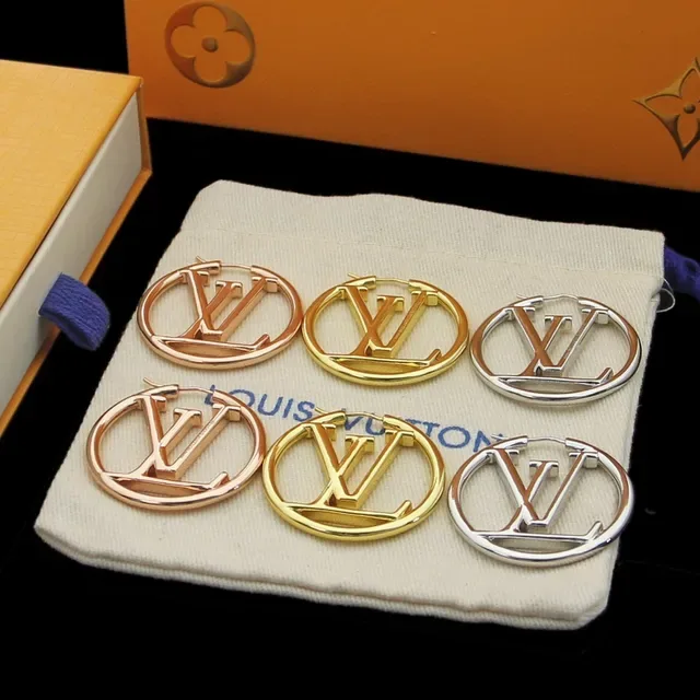 Louis Vuitton LV Circle Hoop Gold Silver Circular Interlocking Monogram Earrings 6