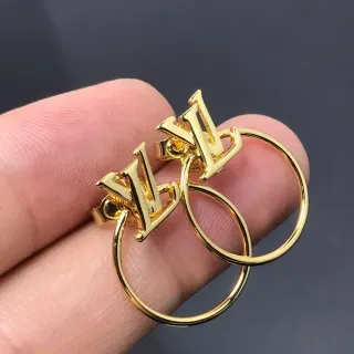 Louis Vuitton LV Circle Hoop Gold-Tone Earrings