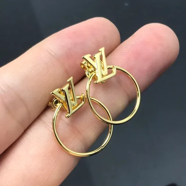 Louis Vuitton LV Circle Hoop Gold-Tone Earrings 2