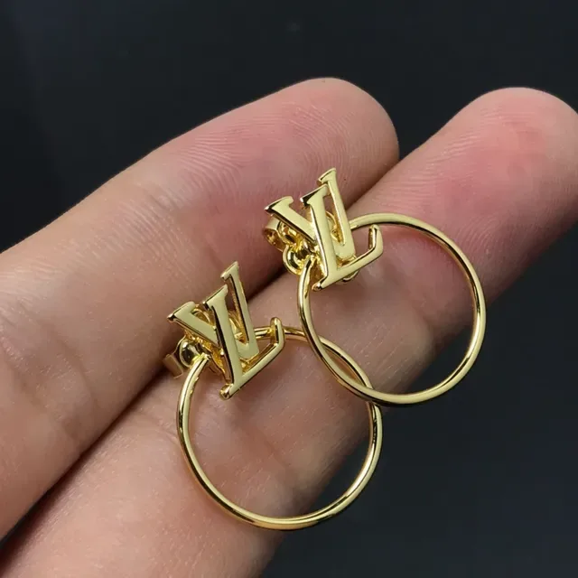 Louis Vuitton LV Circle Hoop Gold-Tone Earrings 3