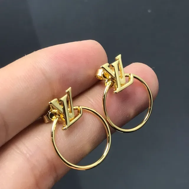 Louis Vuitton LV Circle Hoop Gold-Tone Earrings 4