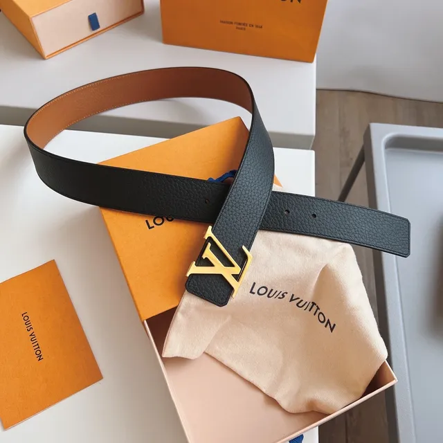 Louis Vuitton LV Initiales Black and Tan Leather Belt 4
