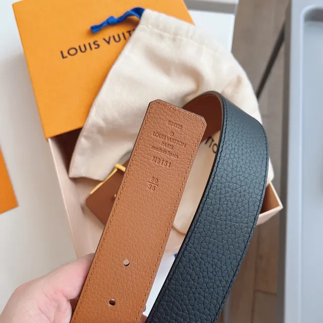 Louis Vuitton LV Initiales Black and Tan Leather Belt 6