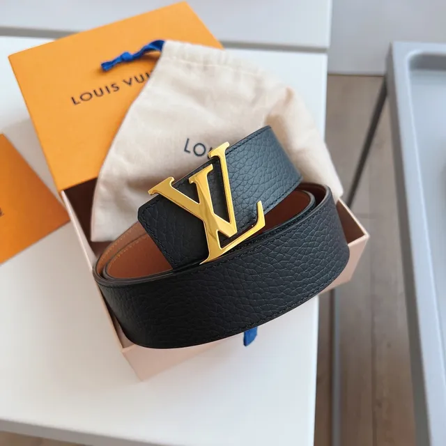 Louis Vuitton LV Initiales Black and Tan Leather Belt 8