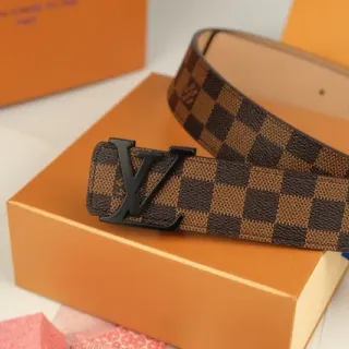 Louis Vuitton LV Initiales Damier Ebène Checkerboard चमड़े की बेल्ट