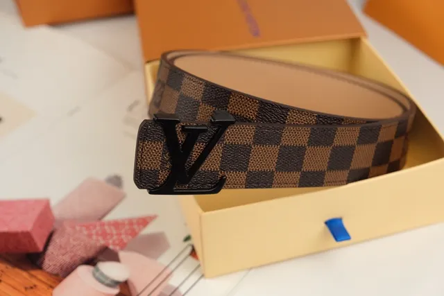 Louis Vuitton LV Initiales Damier Ebène Checkerboard Leather Belt 2