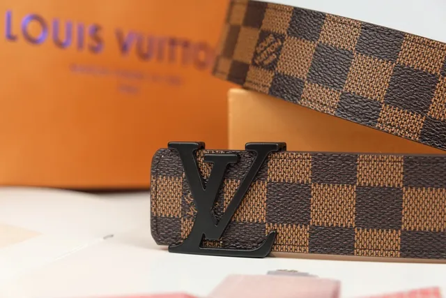 Louis Vuitton LV Initiales Damier Ebène Checkerboard Leather Belt 3