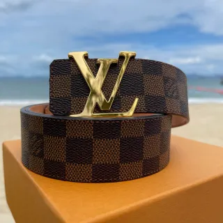 Louis Vuitton LV Initiales Damier Ebène চামড়ার বেল্ট