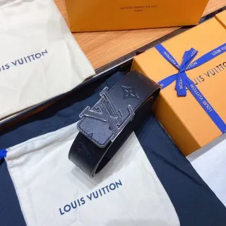 Louis Vuitton LV Initiales Embossed Monogram Black Leather Belt