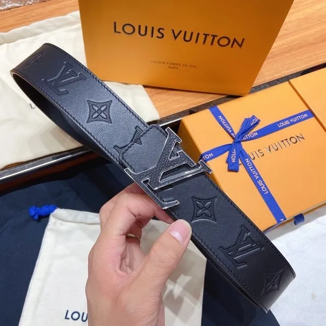 Louis Vuitton LV Initiales Embossed Monogram Black Leather Belt 3