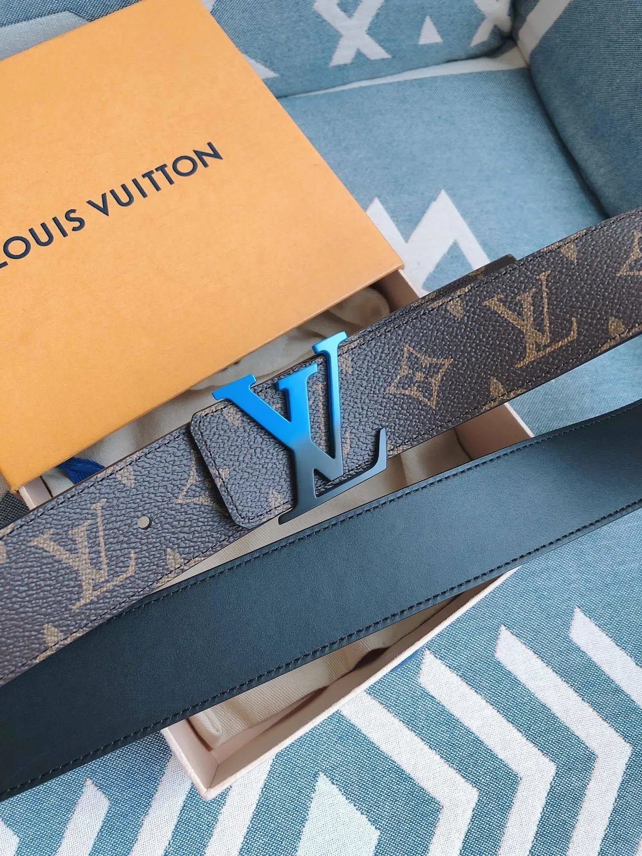 Louis Vuitton LV Initiales Monogram Coated Leather Belt 6