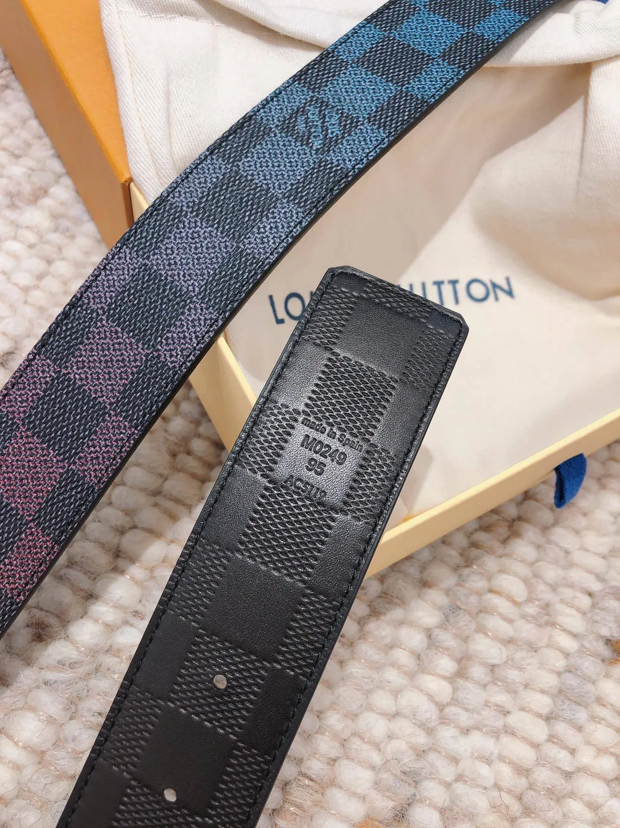 Louis Vuitton LV Initiales Multicolor Silver Reversible Woven Damier Canvas Polished Buckle Leather Belt 3