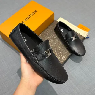 Louis Vuitton LV 黑色粒面皮革乐福鞋