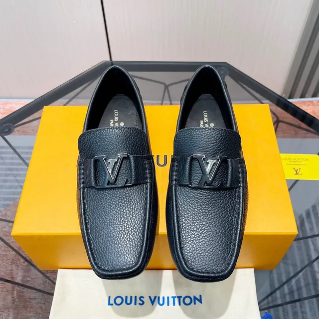 Louis Vuitton LV Loafer Navy Pebbled Leather Metal Buckle Loafers 4