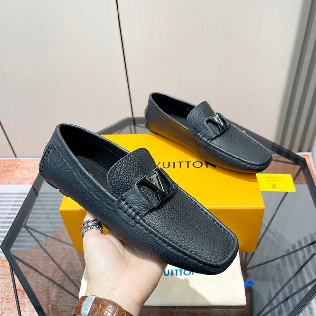 Louis Vuitton LV Loafer Navy Pebbled Leather Metal Buckle Loafers 6