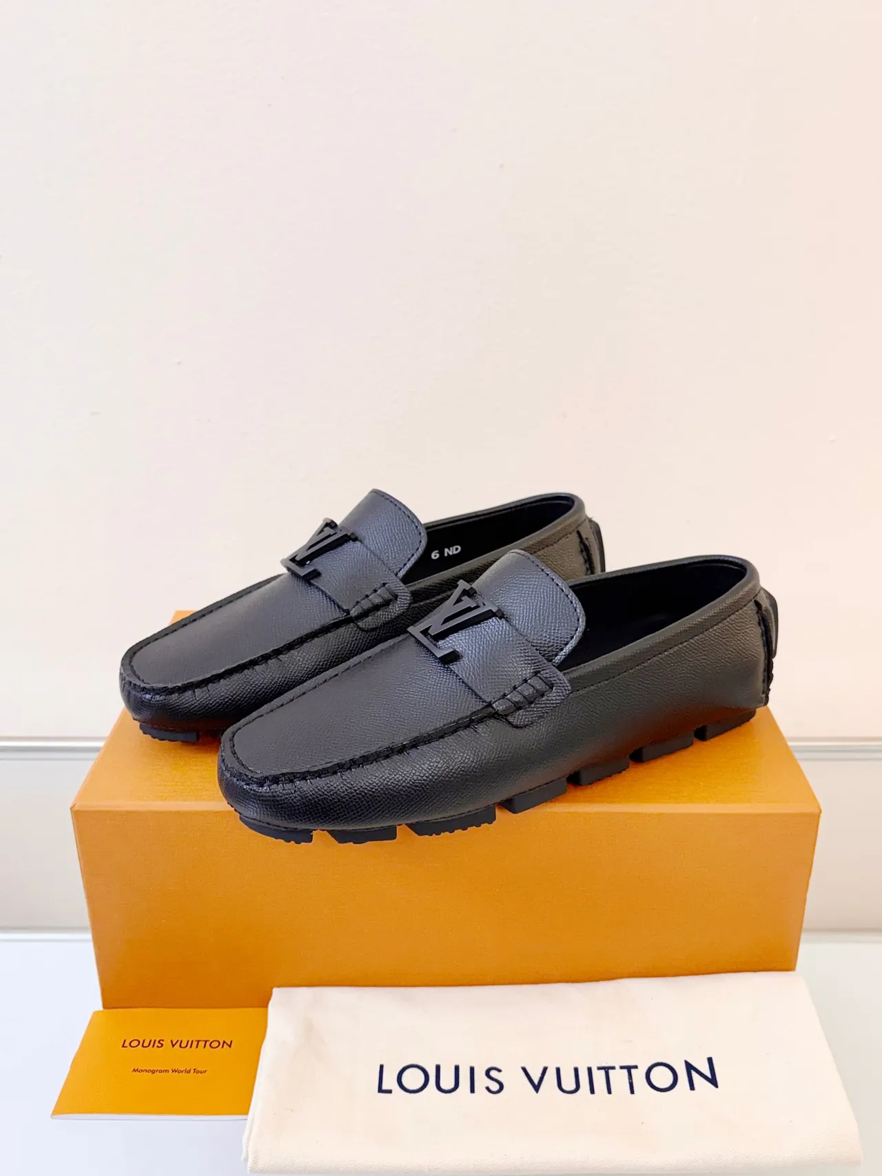 Louis Vuitton LV Moc Loafer Black Textured Leather Loafers 2