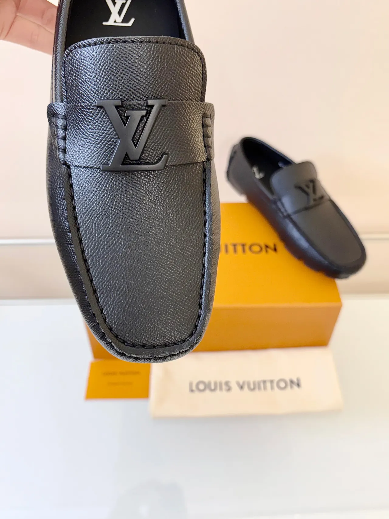 Louis Vuitton LV Moc Loafer Black Textured Leather Loafers 3