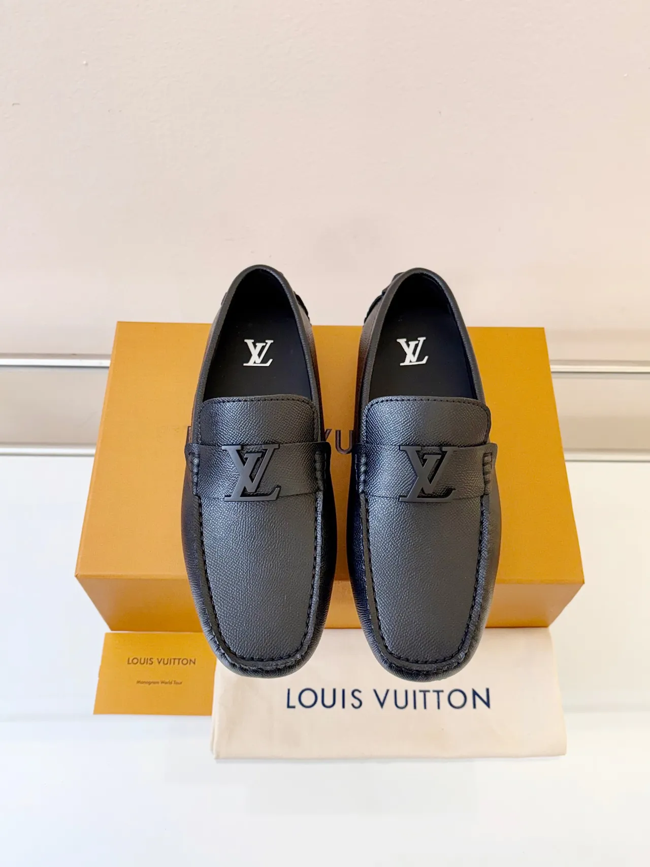 Louis Vuitton LV Moc Loafer Black Textured Leather Loafers 6