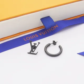 Louis Vuitton LV Monogram and Hoop Matte Black Earrings
