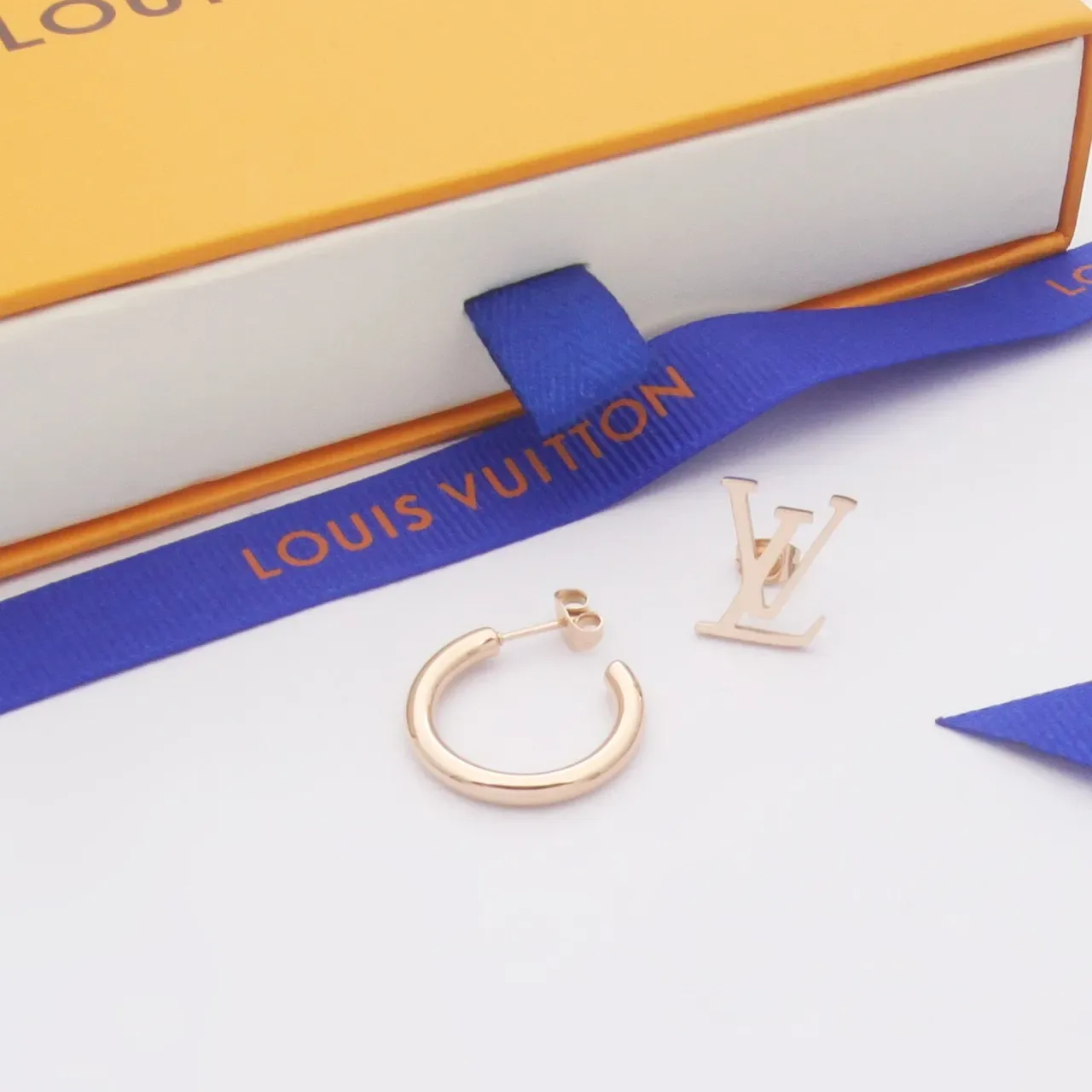 Louis Vuitton LV Monogram and Hoop Matte Black Earrings 3