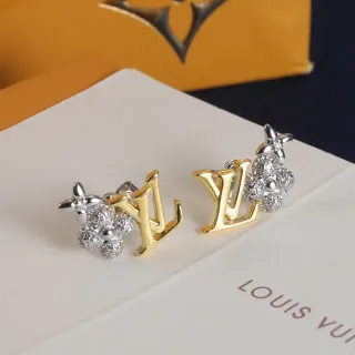 Louis Vuitton LV Monogram Crystal Floral Stud Earrings