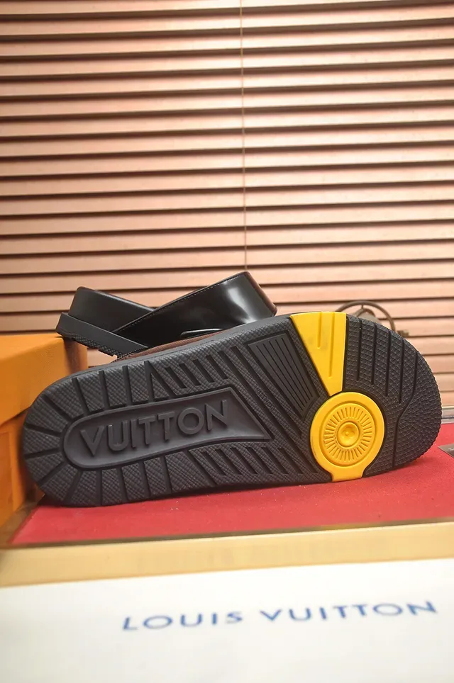Louis Vuitton LV Slide Black Glossy Double-Buckle Slippers 3