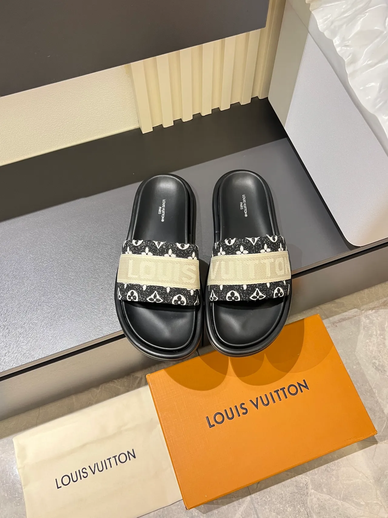 Louis Vuitton LV Slide Monogram Webbing Slippers 13