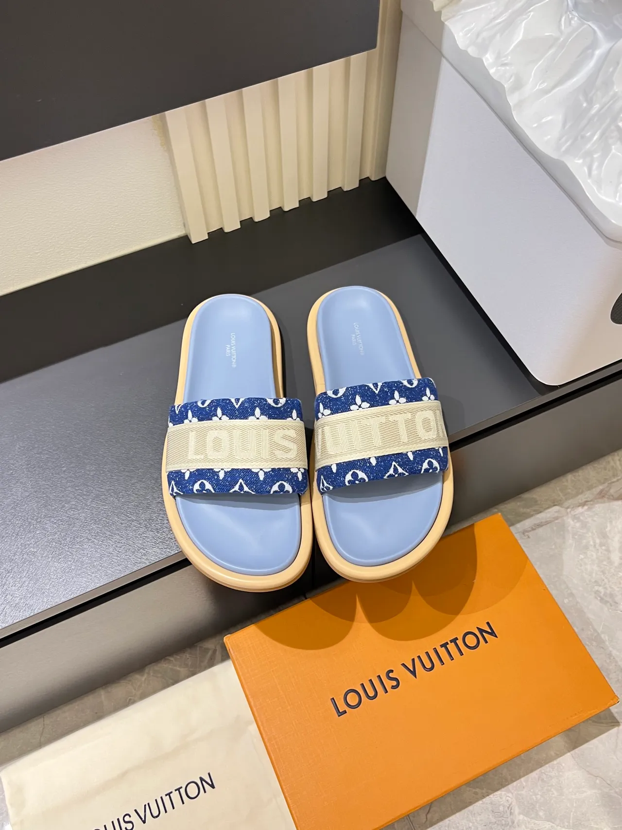 Louis Vuitton LV Slide Monogram Webbing Slippers 9