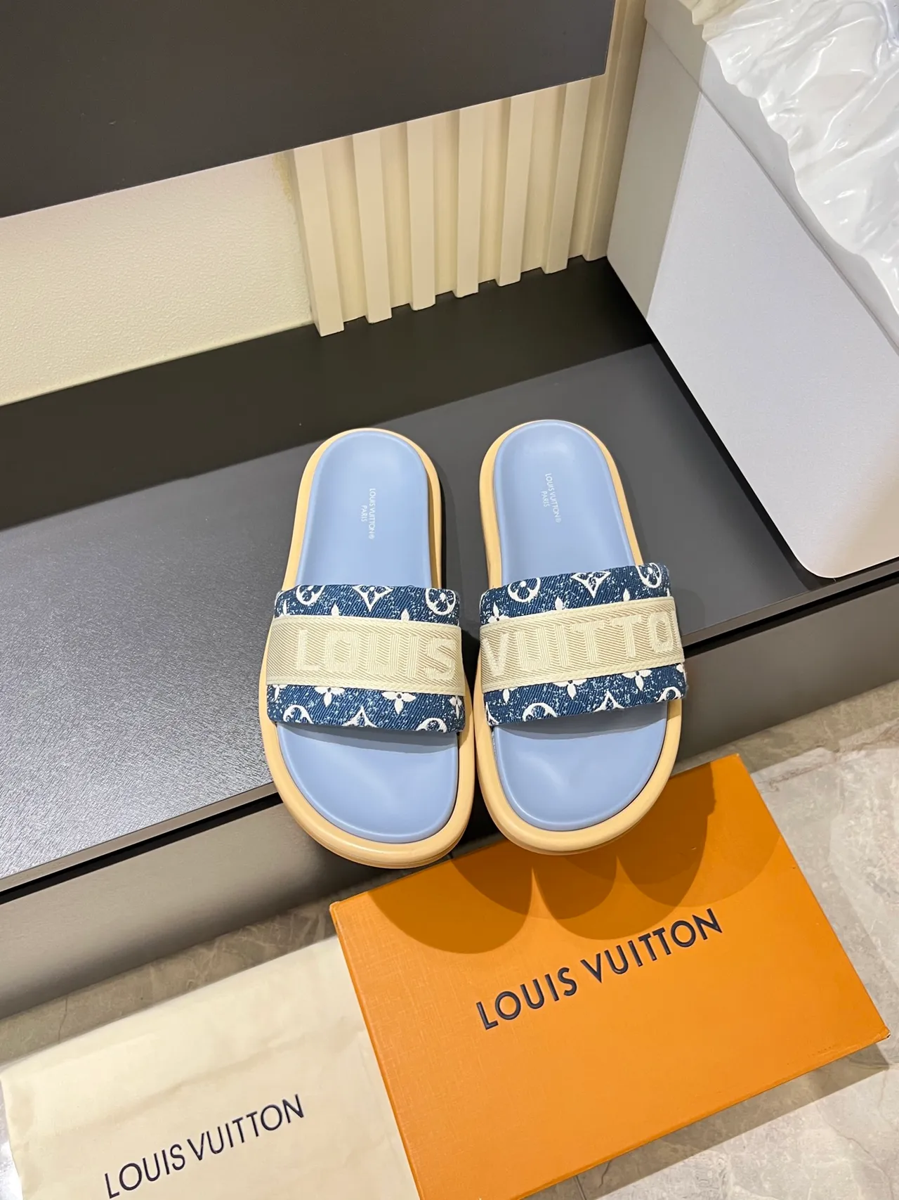 Louis Vuitton LV Slide Monogram Webbing Slippers 10