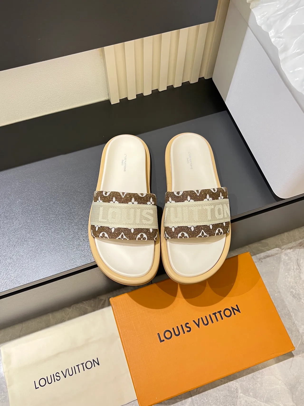 Louis Vuitton LV Slide Monogram Webbing Slippers 11