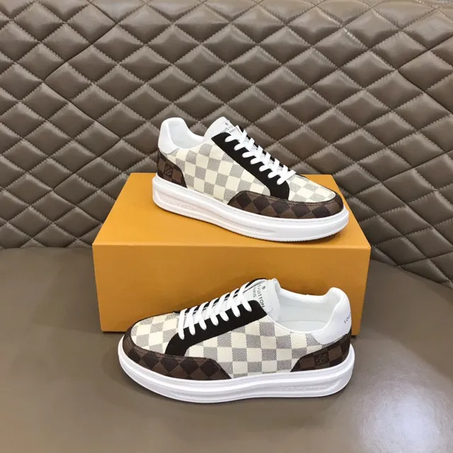 Louis Vuitton LV Trainer Beige Brown Damier Check Upper Platform Sole Lifestyle Sneakers 4