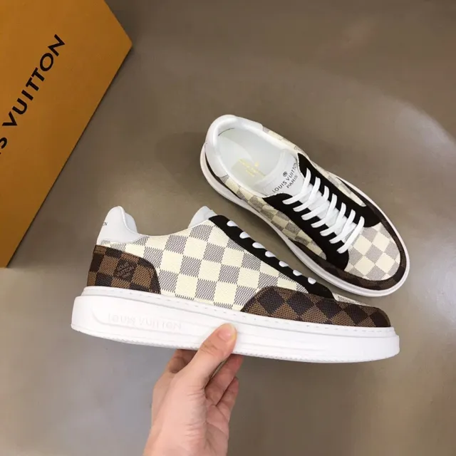 Louis Vuitton LV Trainer Beige Brown Damier Check Upper Platform Sole Lifestyle Sneakers 5