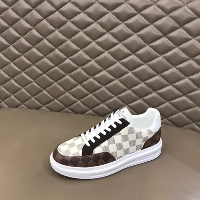 Louis Vuitton LV Trainer Beige Brown Damier Check Upper Platform Sole Lifestyle Sneakers 6