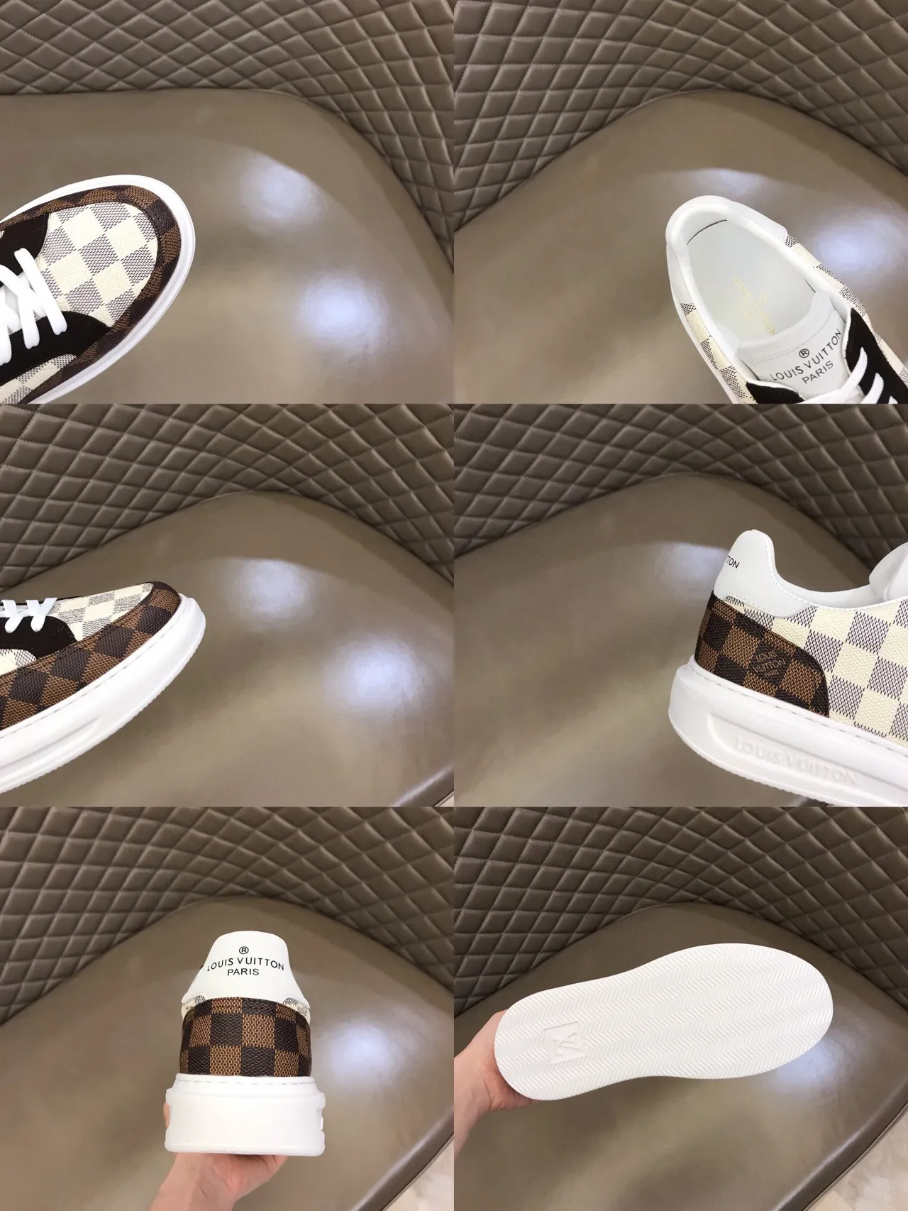 Louis Vuitton LV Trainer Beige Brown Damier Check Upper Platform Sole Lifestyle Sneakers 9