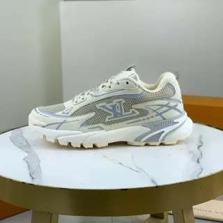 लুইस ভিটন LV Trainer বেইজ গ্রে মোটা সোল জাল এবং সিন্থেটিক ওভারলে লাইফস্টাইল স্নিকার