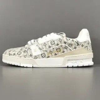 Louis Vuitton LV Trainer Beige White Monogram Canvas Upper Chunky Layered Sole Lifestyle Sneakers