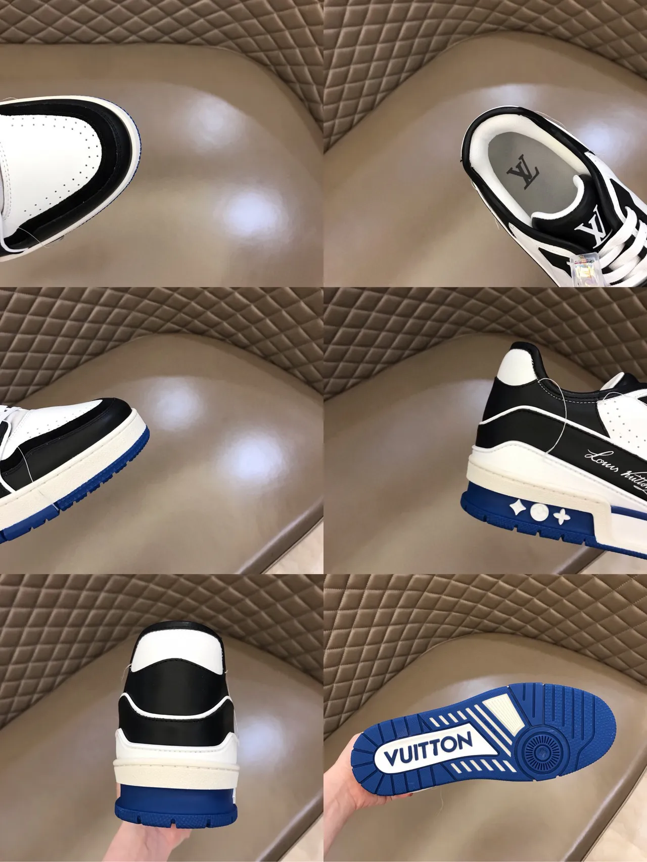 Louis Vuitton LV Trainer Black Blue Chunky Layered Sole Perforated Leather Panels Lifestyle Sneakers 2