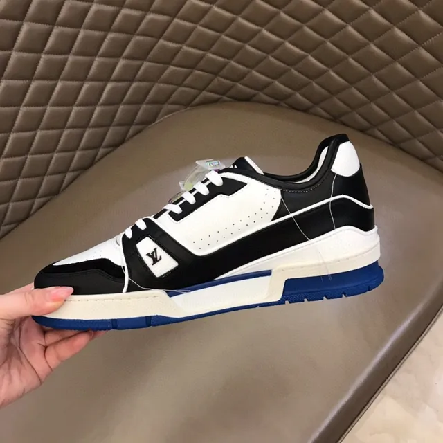 Louis Vuitton LV Trainer Black Blue Chunky Layered Sole Perforated Leather Panels Lifestyle Sneakers 3