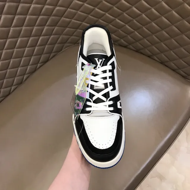 Louis Vuitton LV Trainer Black Blue Chunky Layered Sole Perforated Leather Panels Lifestyle Sneakers 4