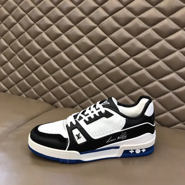 Louis Vuitton LV Trainer Black Blue Chunky Layered Sole Perforated Leather Panels Lifestyle Sneakers 5