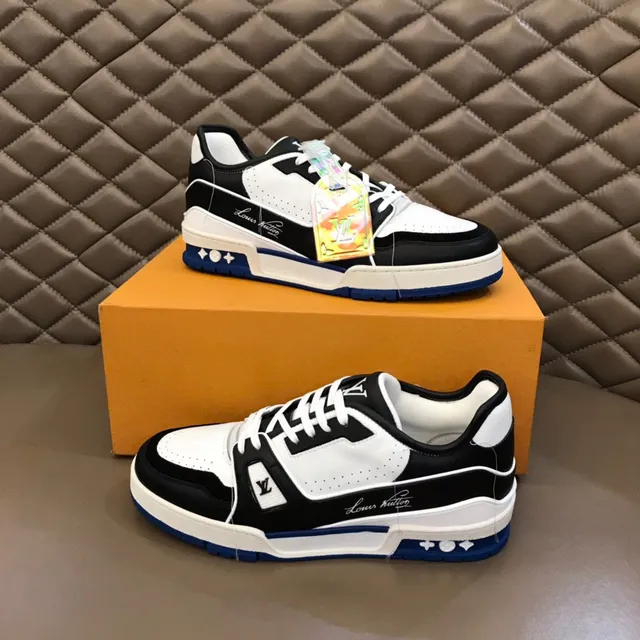 Louis Vuitton LV Trainer Black Blue Chunky Layered Sole Perforated Leather Panels Lifestyle Sneakers 7