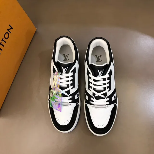 Louis Vuitton LV Trainer Black Blue Chunky Layered Sole Perforated Leather Panels Lifestyle Sneakers 9