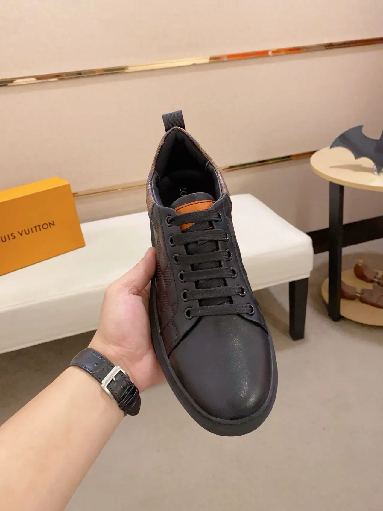 Louis Vuitton LV Trainer Black Brown Low-Top Leather And Damier Canvas Lifestyle Sneakers 5