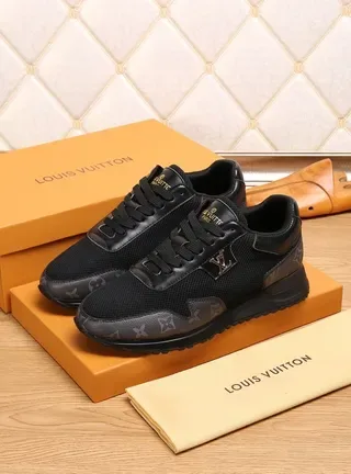 Louis Vuitton LV Trainer Black Gold Mesh And Leather Hybrid Upper Monogrammed Side Panels Lifestyle Sneakers 2