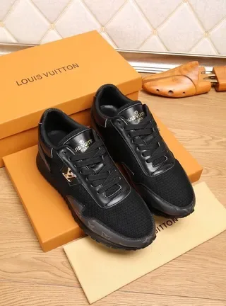 Louis Vuitton LV Trainer Black Gold Mesh And Leather Hybrid Upper Monogrammed Side Panels Lifestyle Sneakers 3