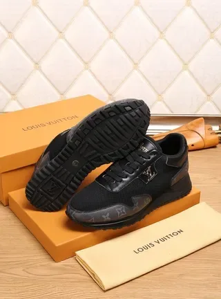 Louis Vuitton LV Trainer Black Gold Mesh And Leather Hybrid Upper Monogrammed Side Panels Lifestyle Sneakers 6