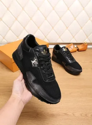 Louis Vuitton LV Trainer Black Gold Mesh And Leather Hybrid Upper Monogrammed Side Panels Lifestyle Sneakers 7