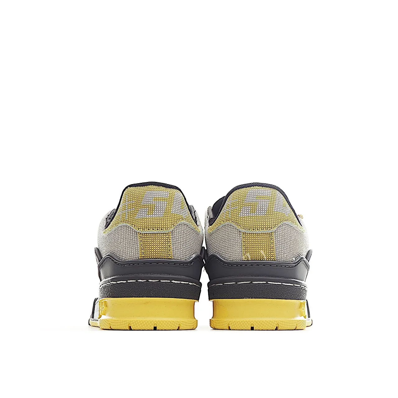 Louis Vuitton LV Trainer Noir Blanc tige en Mesh-Suede superposée plaque Monogram bride sneakers lifestyle 14