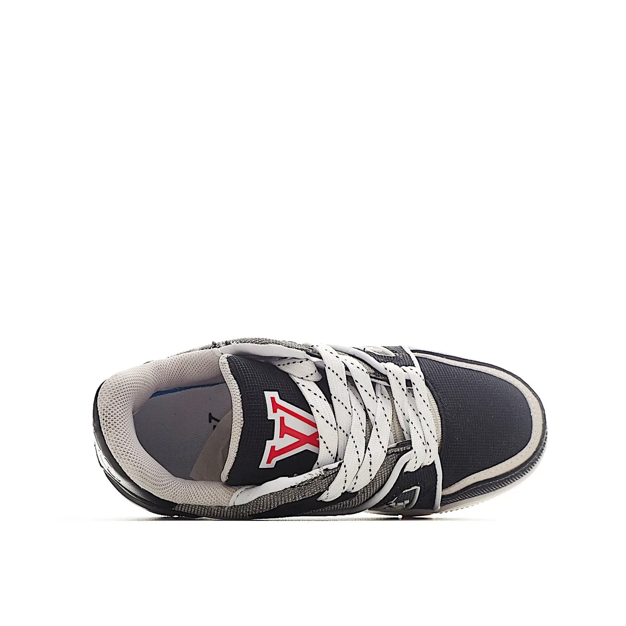 Louis Vuitton LV Trainer Noir Blanc tige en Mesh-Suede superposée plaque Monogram bride sneakers lifestyle 20
