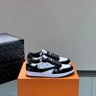 Louis Vuitton LV Trainer Black White Monogrammed Canvas Suede Overlays Lifestyle Sneakers